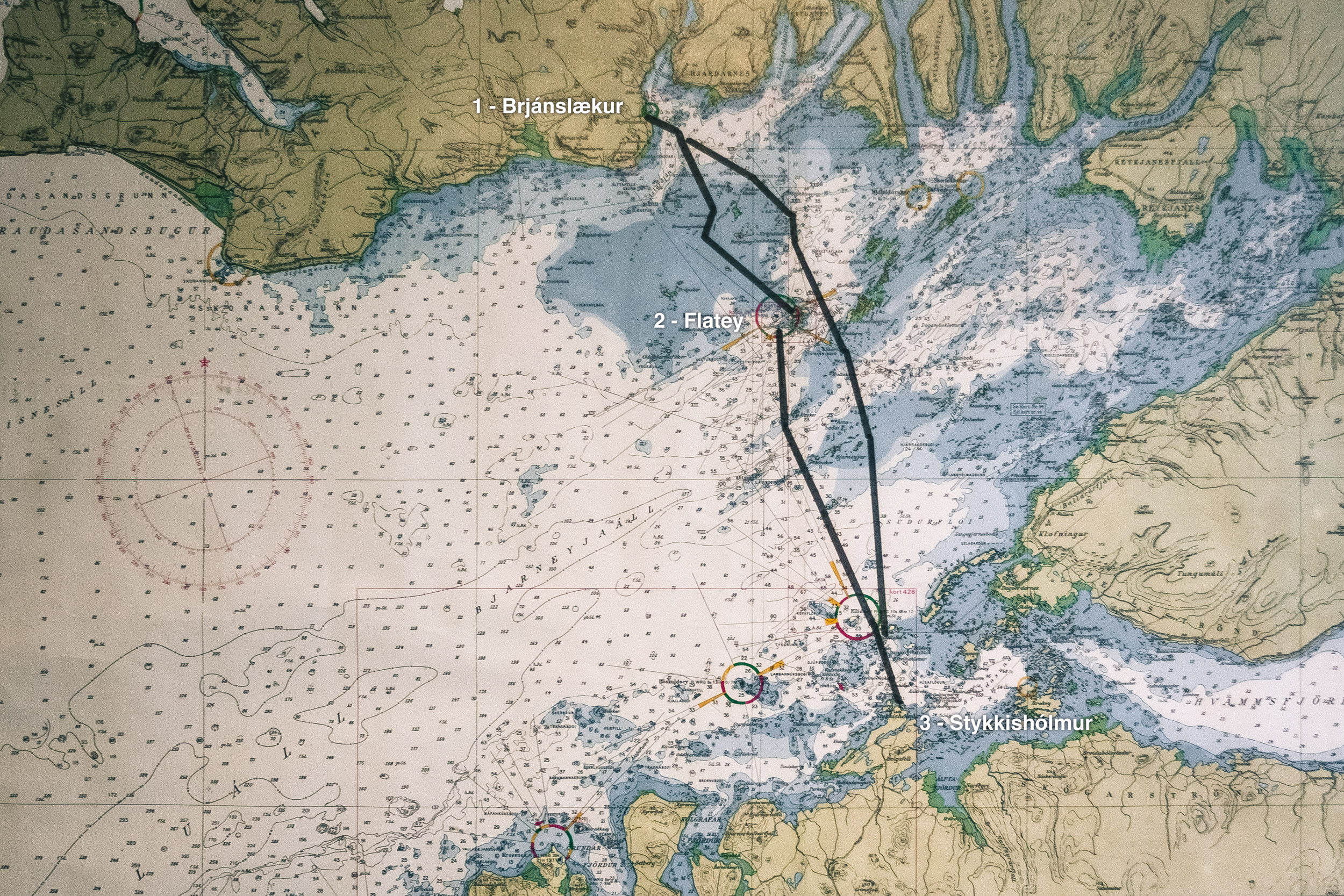 2012 ICELAND Flatey ferry baldur map