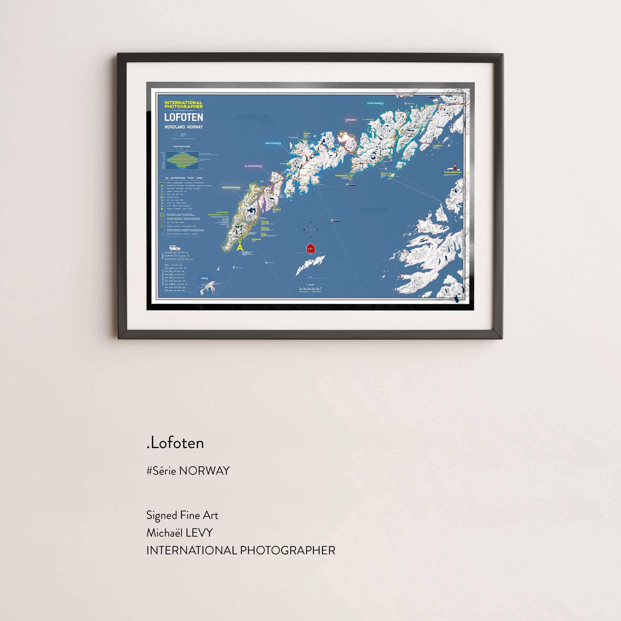 Immerse yourself in the enchanting world of the Norwegian Islands with our Lofoten Islands poster. This detailed map of the islands of Norway invites you to explore the breathtaking landscapes of this archipelago. Whether you are a passionate traveler or a lover of the sea, this poster is perfect to brighten up your interior while reminding you of your dreams of adventure.